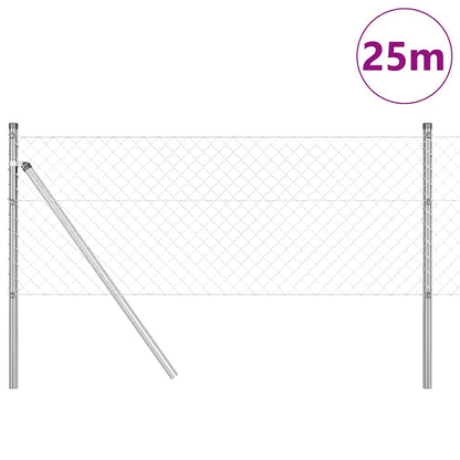 Chainlink Fence Ground Fix 25 x 0.6 m Galvanised Steel Silver