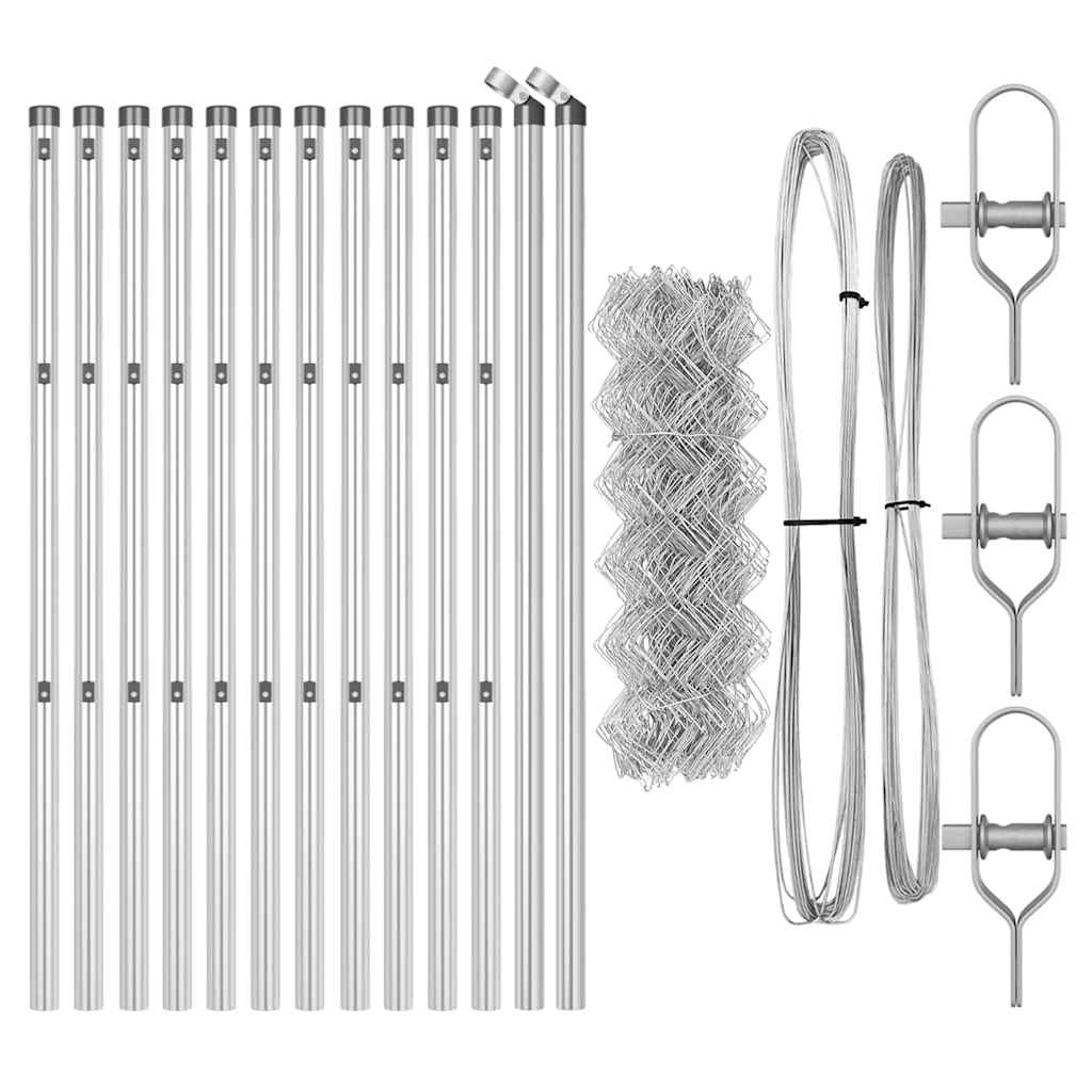 Chainlink Fence Ground Fix 25 x 0.8 m Galvanised Steel Silver