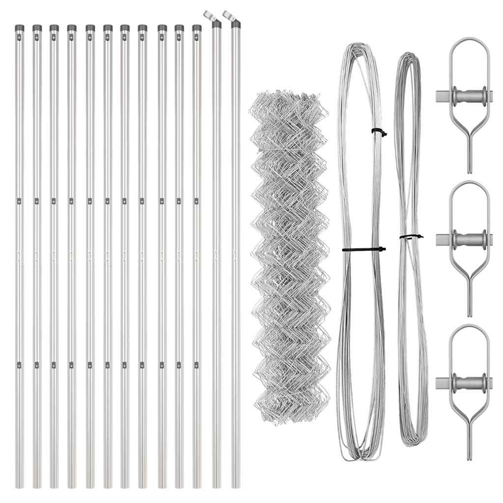 Chainlink Fence Ground Fix 25 x 1.2 m Galvanised Steel Silver