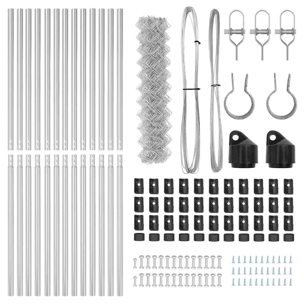 Chainlink Fence Ground Fix 25 x 1.2 m Galvanised Steel Silver