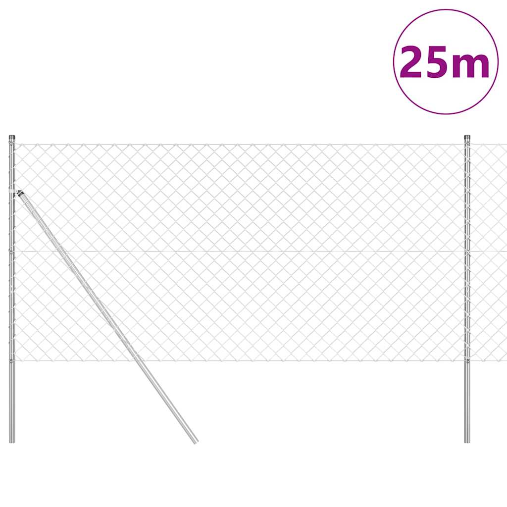 Chainlink Fence Ground Fix 25 x 1.2 m Galvanised Steel Silver
