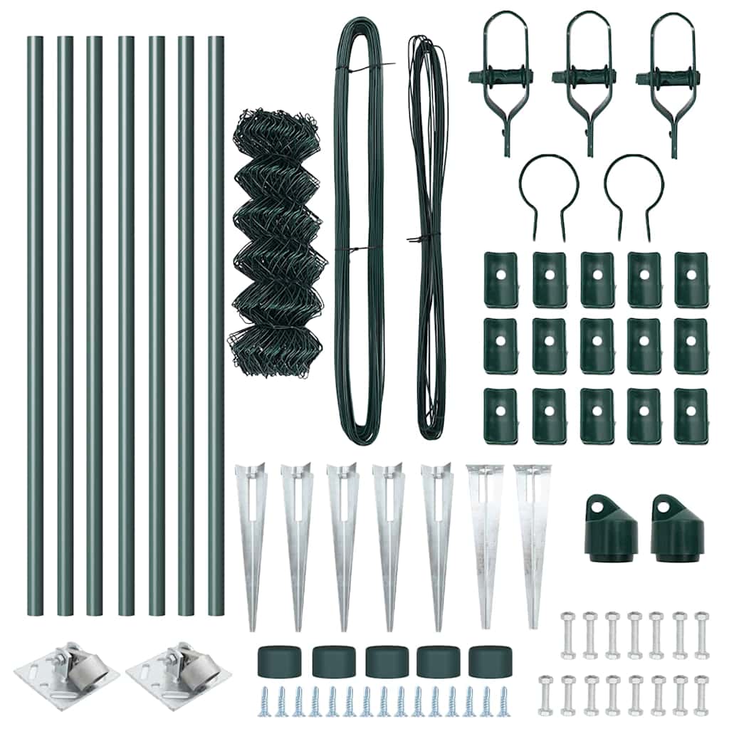 Chainlink Fence with Spikes 10 x 0.4 m PVC-Coated Steel Green