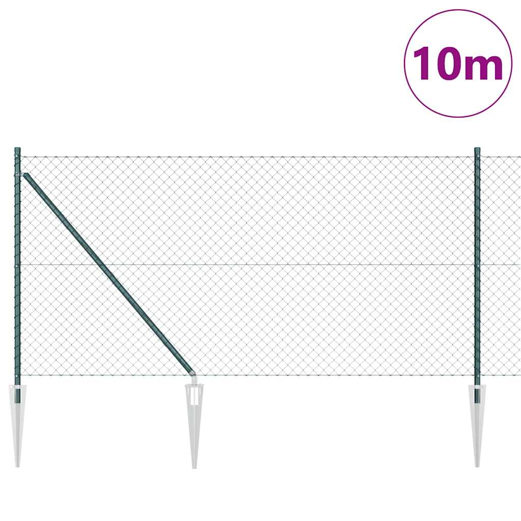Chainlink Fence with Spikes 10 x 1 m PVC-Coated Steel Green