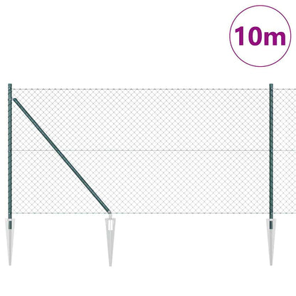 Chainlink Fence with Spikes 10 x 1 m PVC-Coated Steel Green