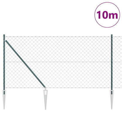Chainlink Fence with Spikes 10 x 1 m PVC-Coated Steel Green