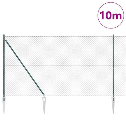 Chainlink Fence with Spikes 10 x 1.5 m PVC-Coated Steel Green