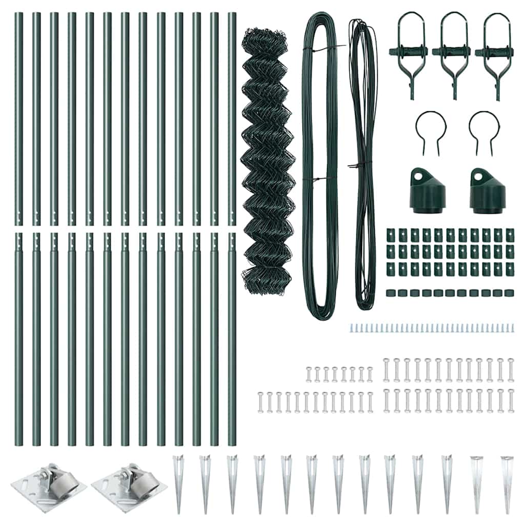 Chainlink Fence with Spikes 25 x 1 m PVC-Coated Steel Green