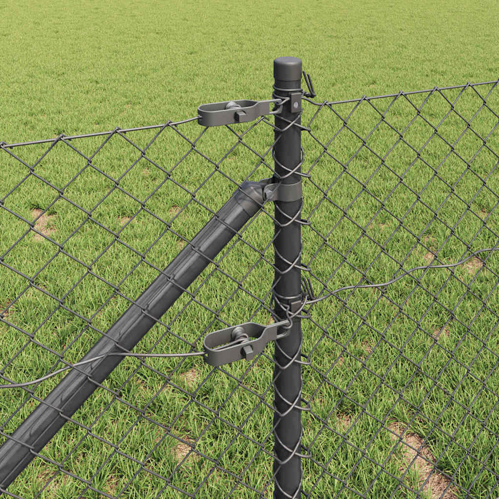 Fence Post Grey 10 x 0.6 m (40 x 40 mm mesh) Steel and PVC