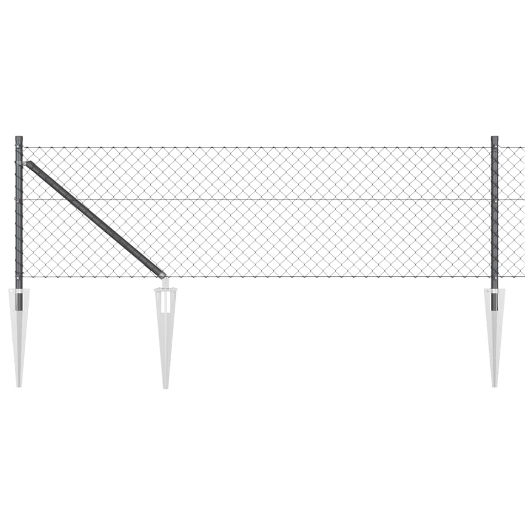Chainlink Fence with Spikes 10 x 0.8 m PVC-Coated Steel Grey