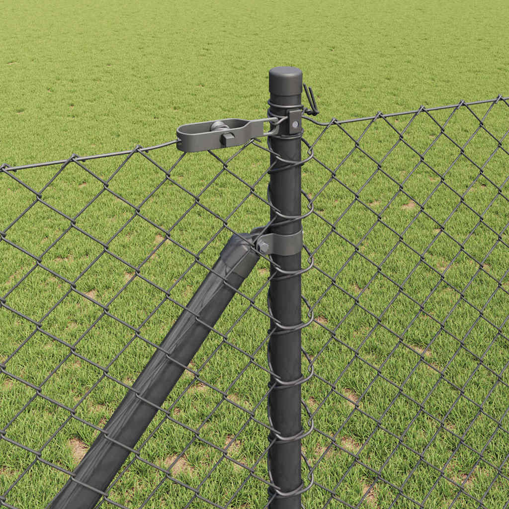 Chainlink Fence with Spikes 10 x 1.4 m PVC-Coated Steel Grey