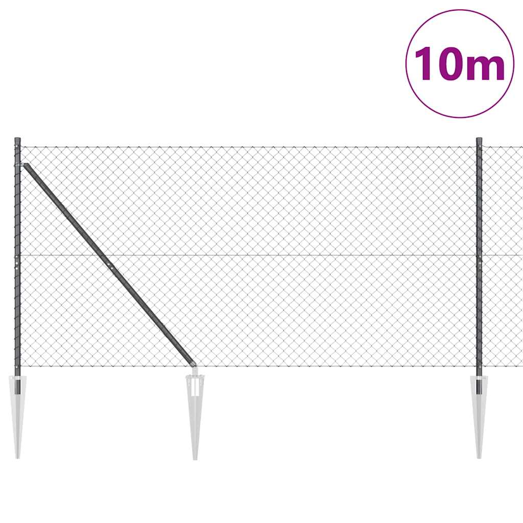 Chainlink Fence with Spikes 10 x 1.4 m PVC-Coated Steel Grey