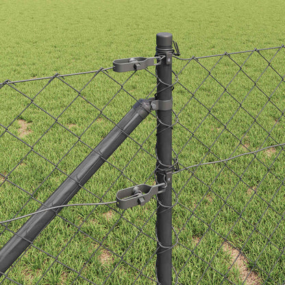 Chainlink Fence with Spikes 10 x 0.8 m PVC-Coated Steel Grey