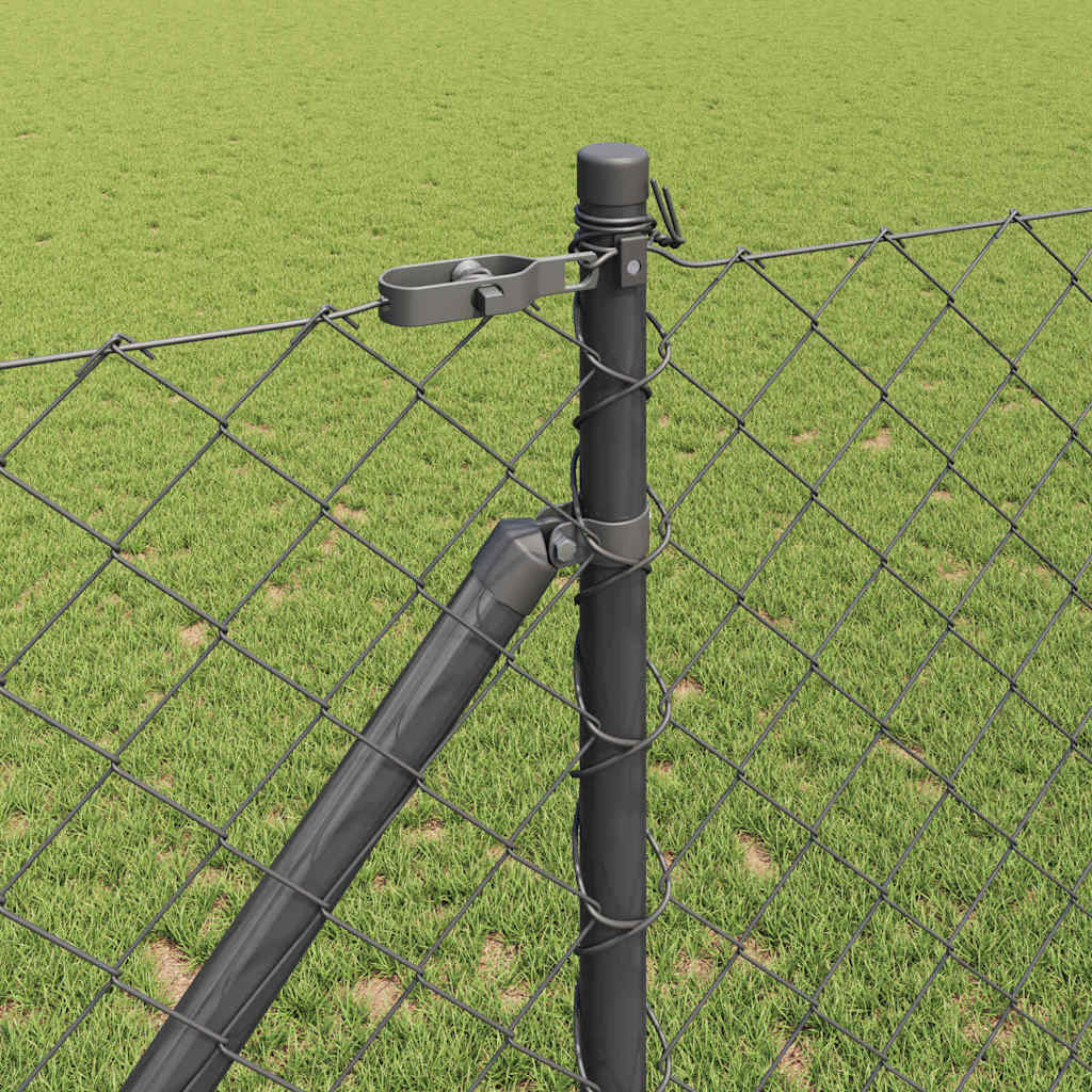 Chainlink Fence with Spikes 10 x 1.4 m PVC-Coated Steel Grey