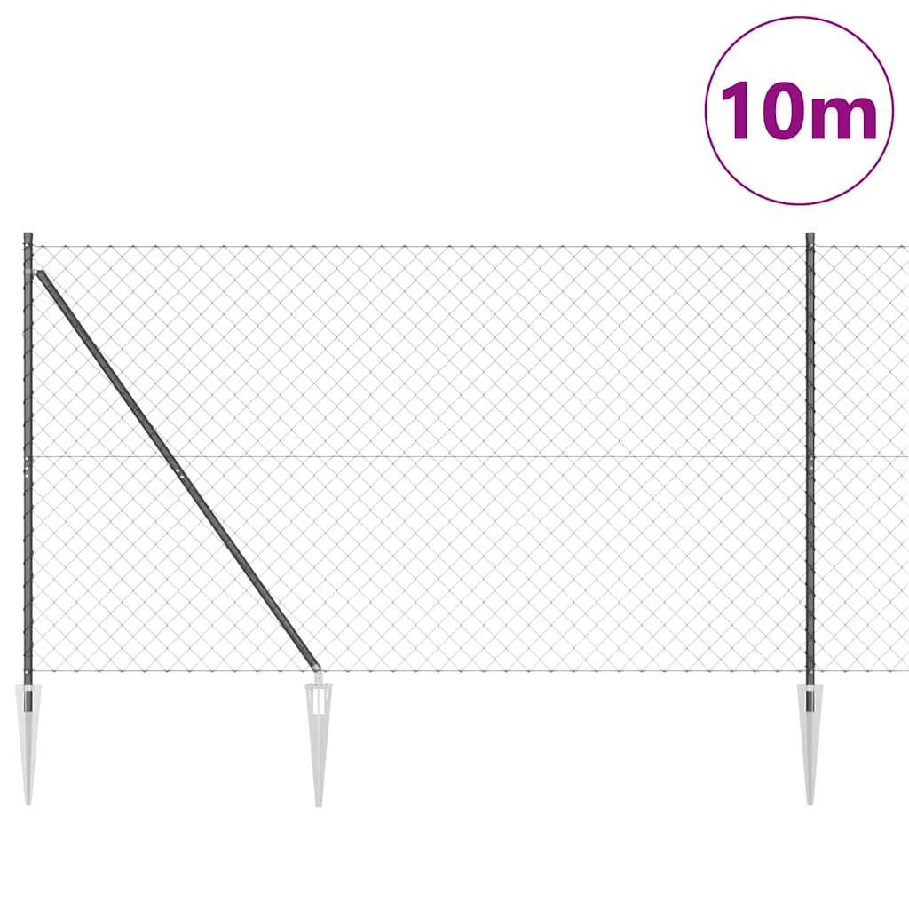 Chainlink Fence with Spikes 10 x 1.5 m PVC-Coated Steel Grey