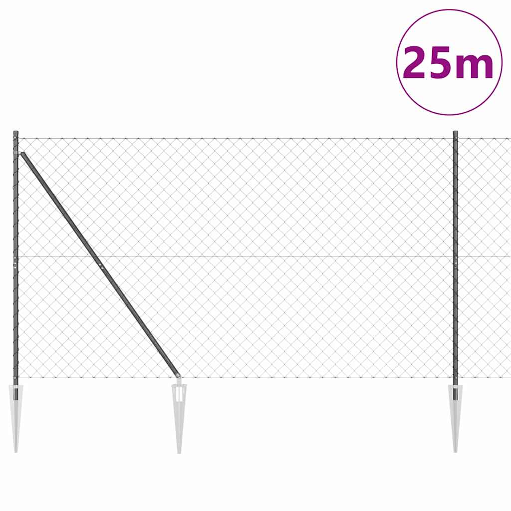 Fence Post Grey 25 x 1.6 m (60 x 60 mm mesh) Steel and PVC