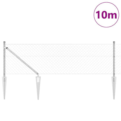 Chainlink Fence with Spikes 10 x 0.8 m Galvanised Steel Silver