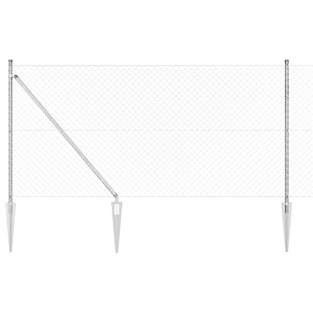Chainlink Fence with Spikes 10 x 1.4 m Galvanised Steel Silver