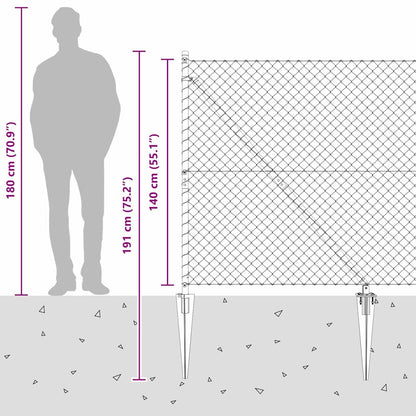 Chainlink Fence with Spikes 10 x 1.4 m Galvanised Steel Silver