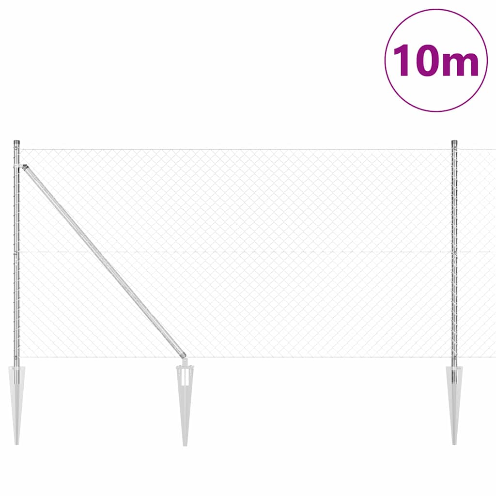Chainlink Fence with Spikes 10 x 1.4 m Galvanised Steel Silver