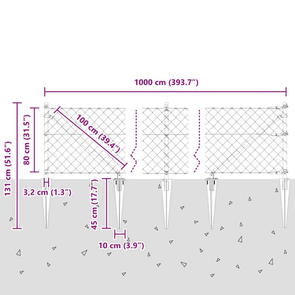 Fence Post Silver 10 x 0.8 m (60 x 60 mm mesh) Steel