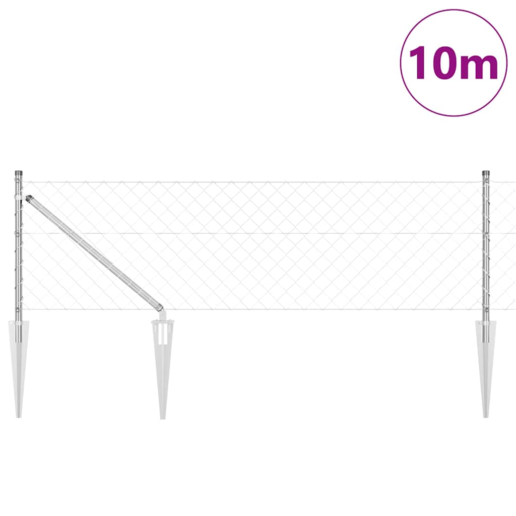 Fence Post Silver 10 x 0.8 m (60 x 60 mm mesh) Steel