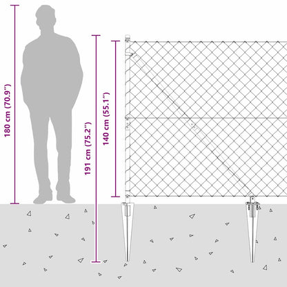 Outdoor Chainlink Fence with Spikes 10 x 1.4 m Galvanised Steel