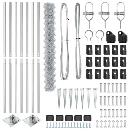 Outdoor Chainlink Fence with Spikes 10 x 1.5 m Galvanised Steel