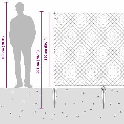Outdoor Chainlink Fence with Spikes 10 x 1.5 m Galvanised Steel