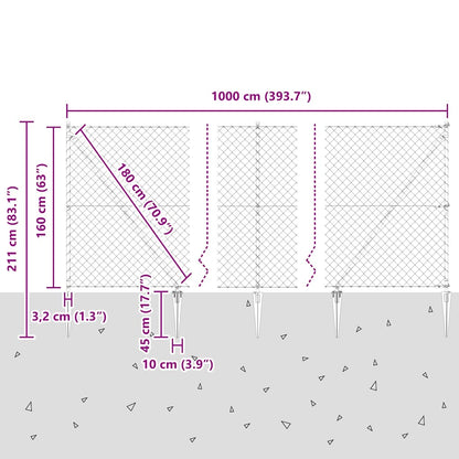 Fence Post Silver 10 x 1.6 m (60 x 60 mm mesh) Steel