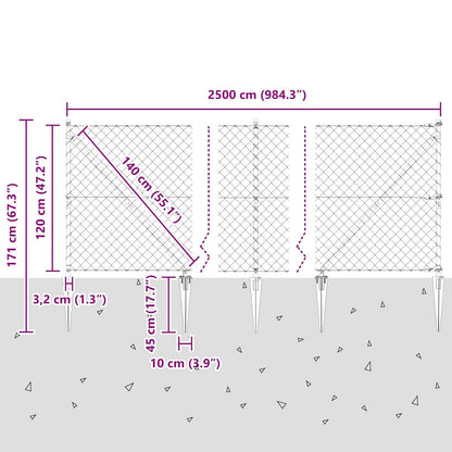 Fence Post Silver 25 x 1.2 m (60 x 60 mm mesh) Steel