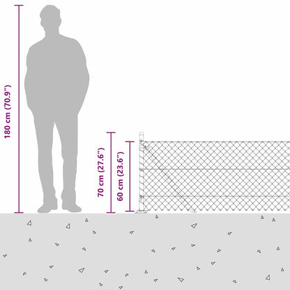 Chainlink Fence with Concrete Base 10 x 0.6 m PVC-Coated Steel