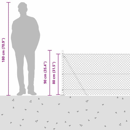 Chainlink Fence with Concrete Base 10 x 0.8 m PVC-Coated Steel