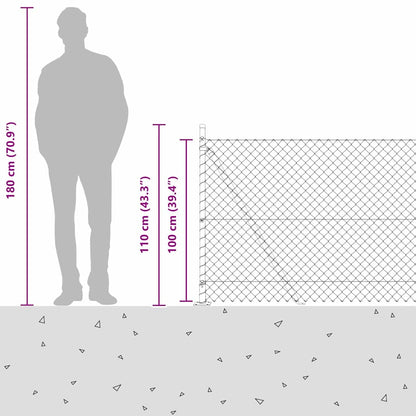 Chainlink Fence with Concrete Base 10 x 1 m PVC-Coated Steel