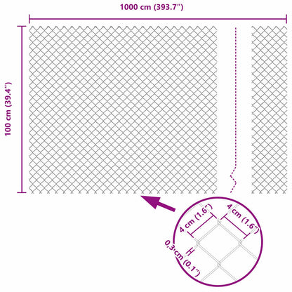 Chainlink Fence with Concrete Base 10 x 1 m PVC-Coated Steel