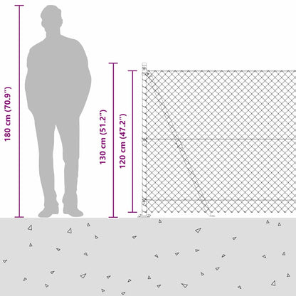 Chainlink Fence with Concrete Base 10 x 1.2 m PVC-Coated Steel