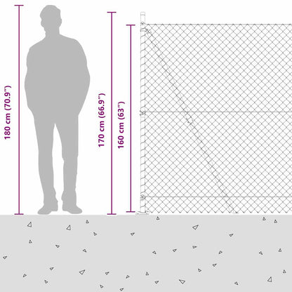 Chainlink Fence with Concrete Base 10 x 1.6 m PVC-Coated Steel