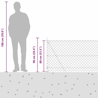 Chainlink Fence with Concrete Base 10 x 0.8 m PVC-Coated Steel