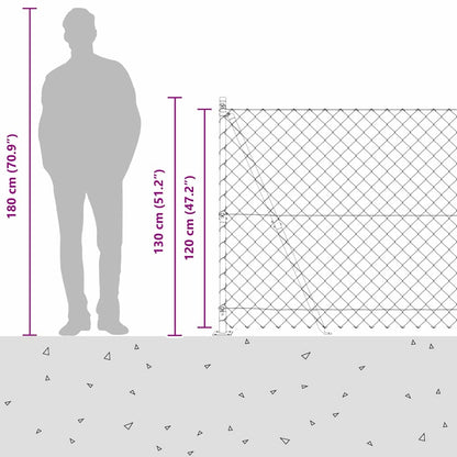Chainlink Fence with Concrete Base 10 x 1.2 m PVC-Coated Steel