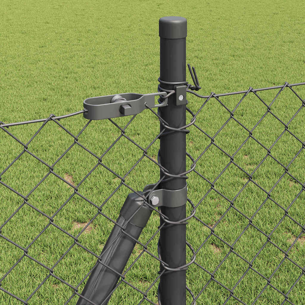 Chainlink Fence with Concrete Base 10 x 0.8 m PVC-Coated Steel