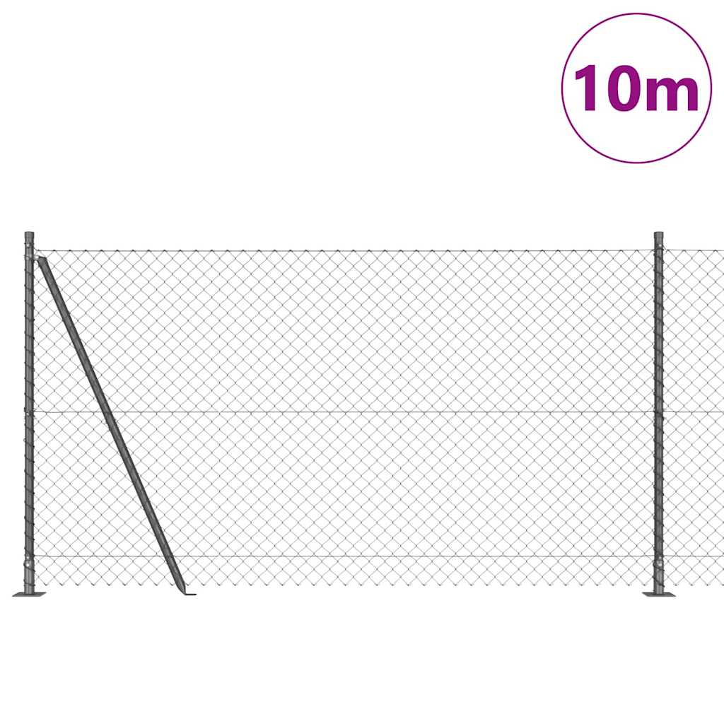 Chainlink Fence with Concrete Base 10 x 1.2 m PVC-Coated Steel