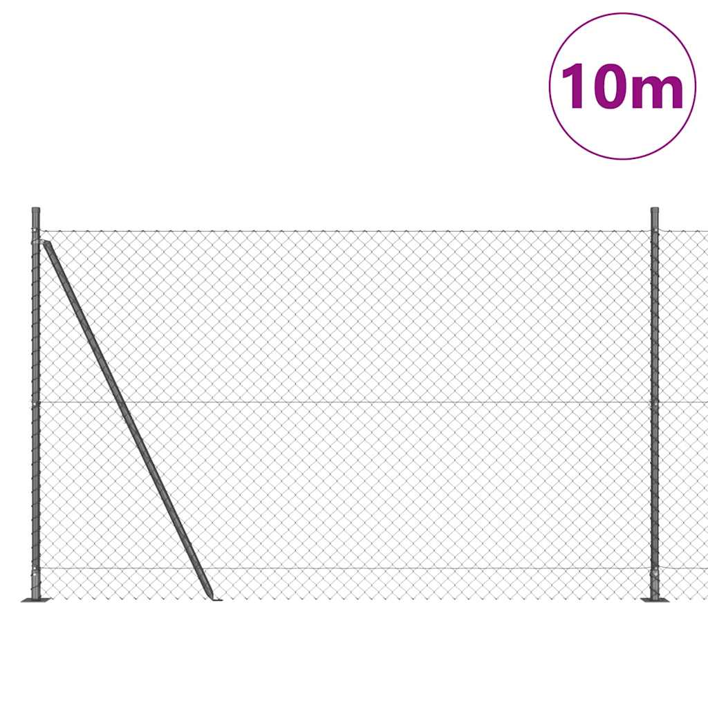 Chainlink Fence with Concrete Base 10 x 1.4 m PVC-Coated Steel