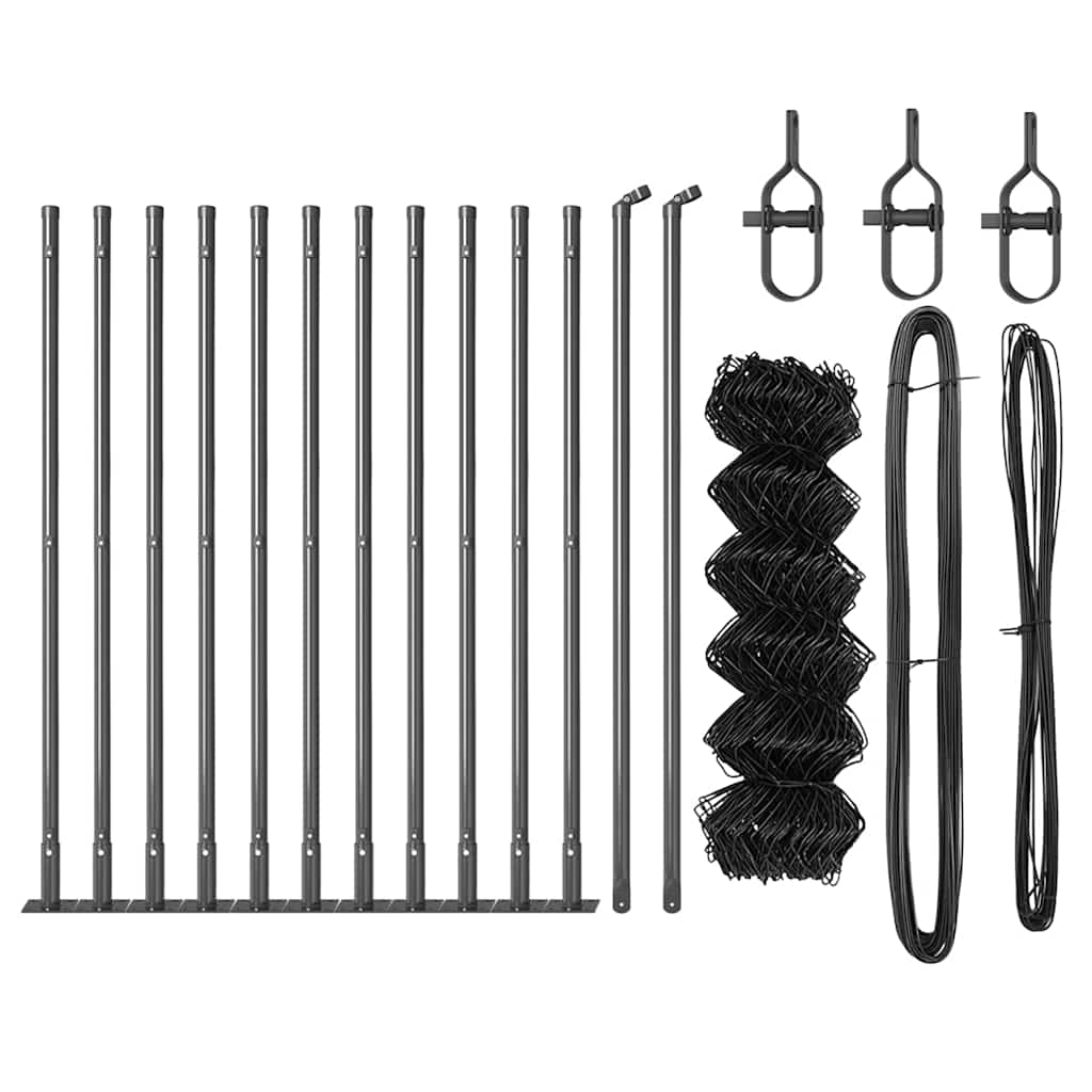 Fence Post Grey 25 x 0.6 m (40 x 40 mm mesh) Steel and PVC