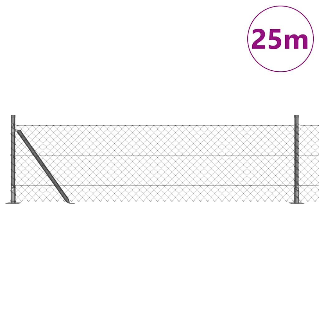 Fence Post Grey 25 x 0.6 m (40 x 40 mm mesh) Steel and PVC