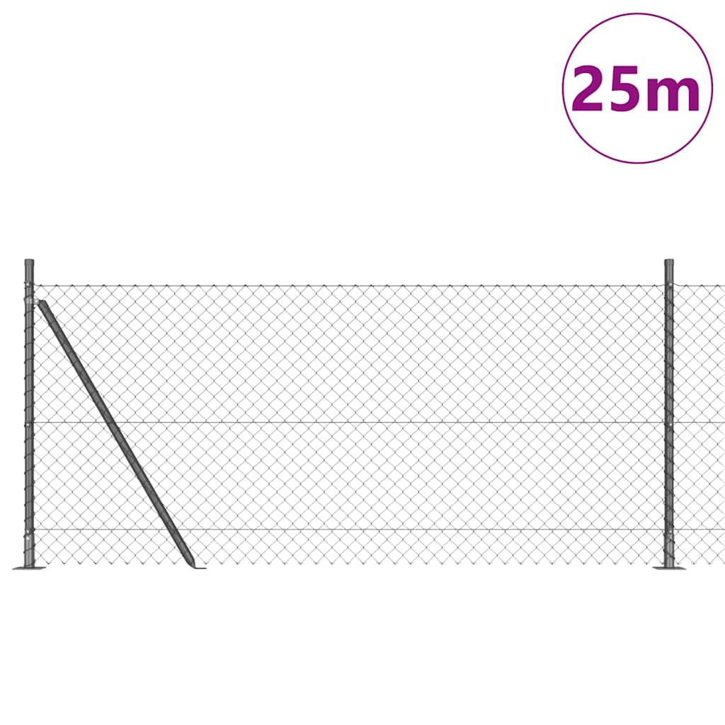 Fence Post Grey 25 x 1 m (40 x 40 mm mesh) Steel and PVC