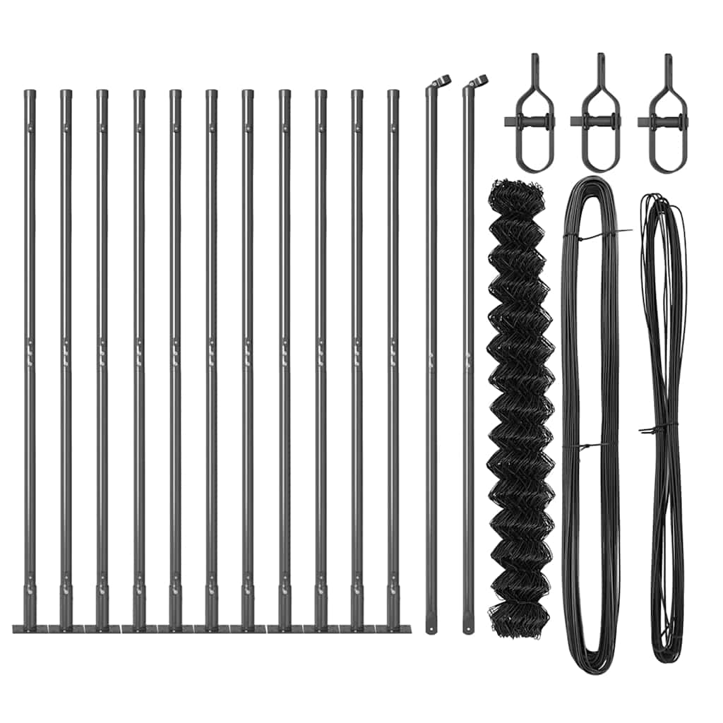 Chainlink Fence with Concrete Base 25 x 1.4 m PVC-Coated Steel
