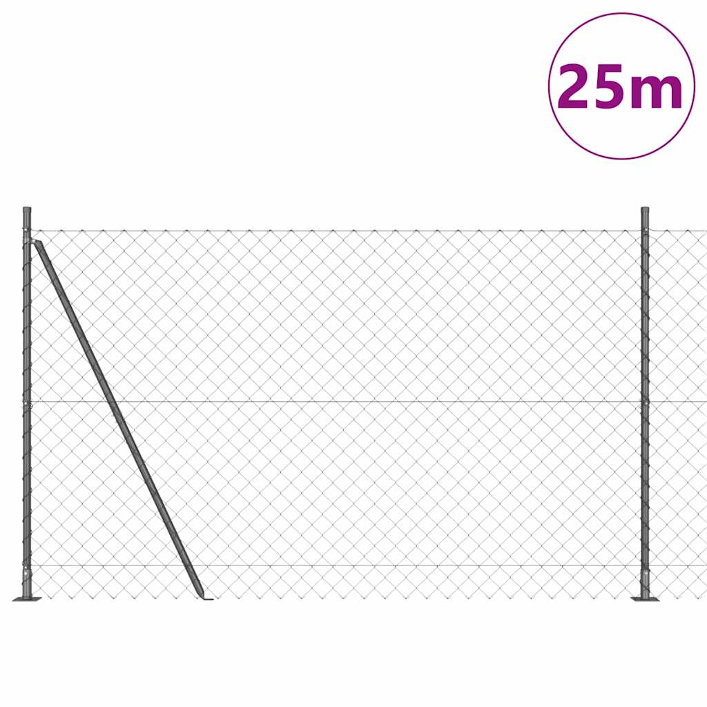Fence Post Grey 25 x 1.6 m (60 x 60 mm mesh) Steel and PVC