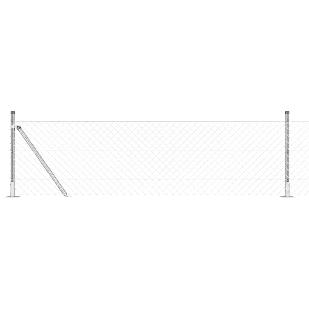 Chainlink Fence with Concrete Base 10 x 0.6 m Galvanised Steel
