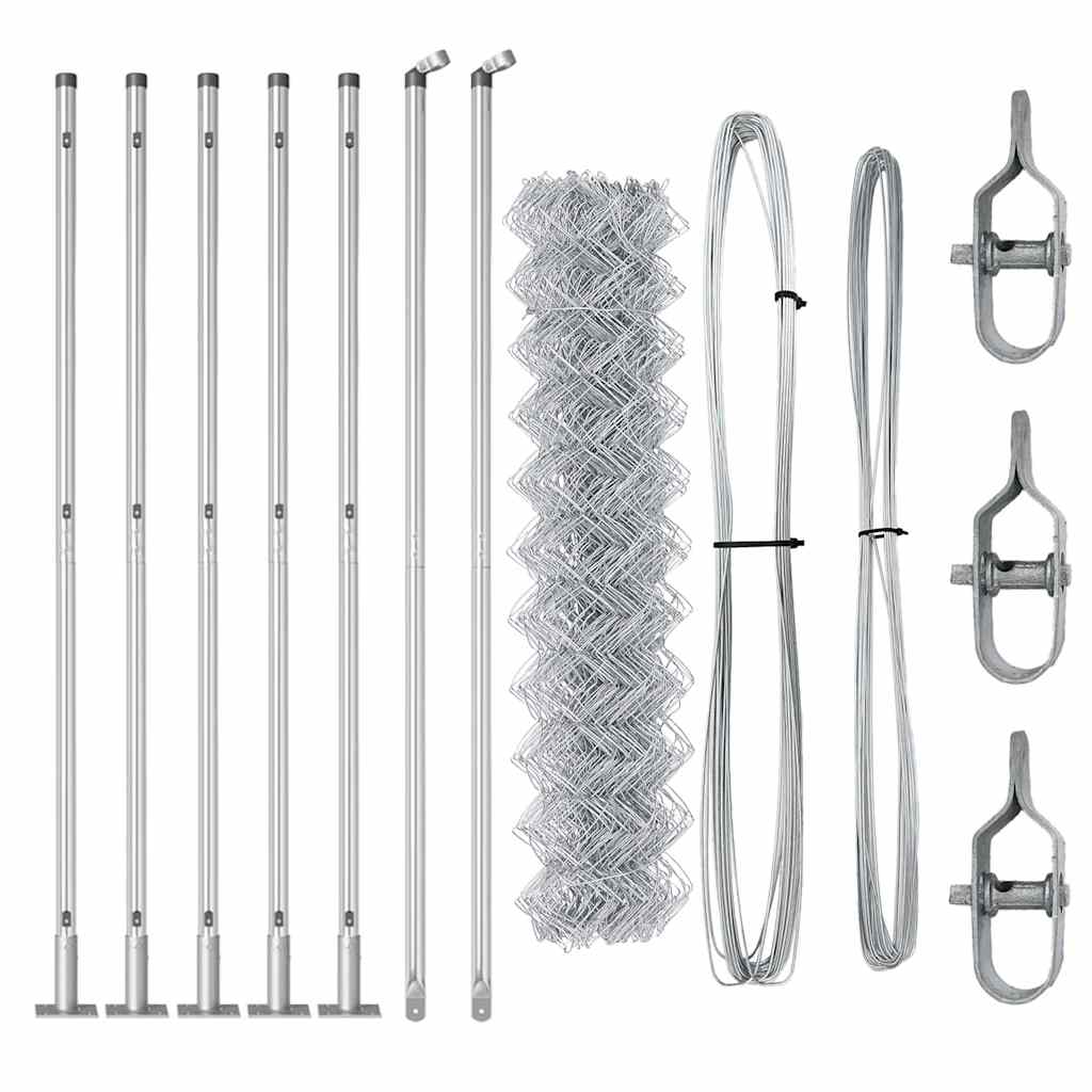 Outdoor Chainlink Fence with Concrete Base 10 x 0.8 m Silver