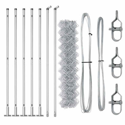 Outdoor Chainlink Fence with Concrete Base 10 x 0.8 m Silver