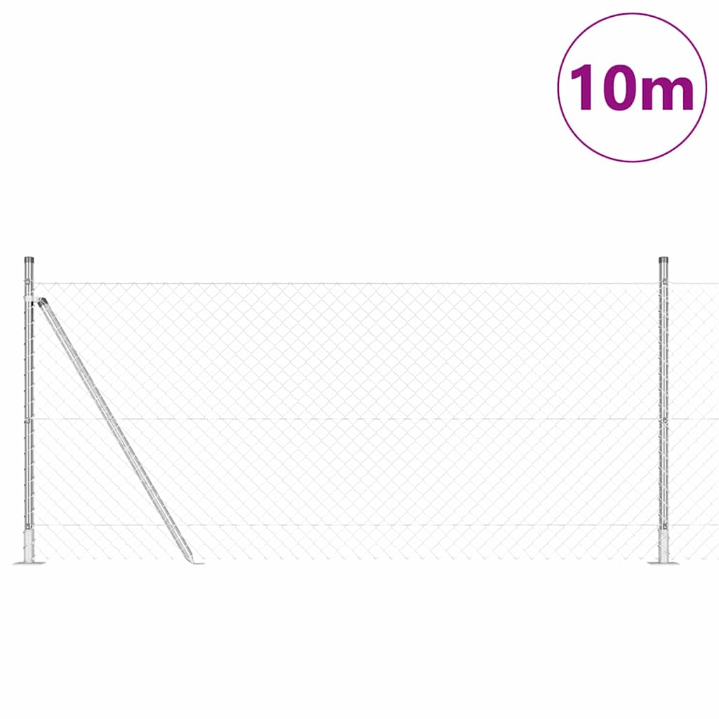 Outdoor Chainlink Fence with Concrete Base 10 x 0.8 m Silver